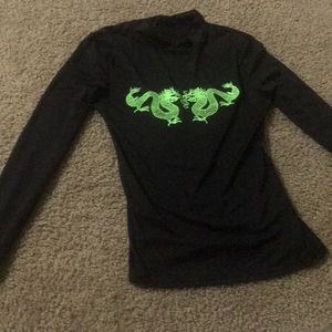 Turtle neck black top with neon snake